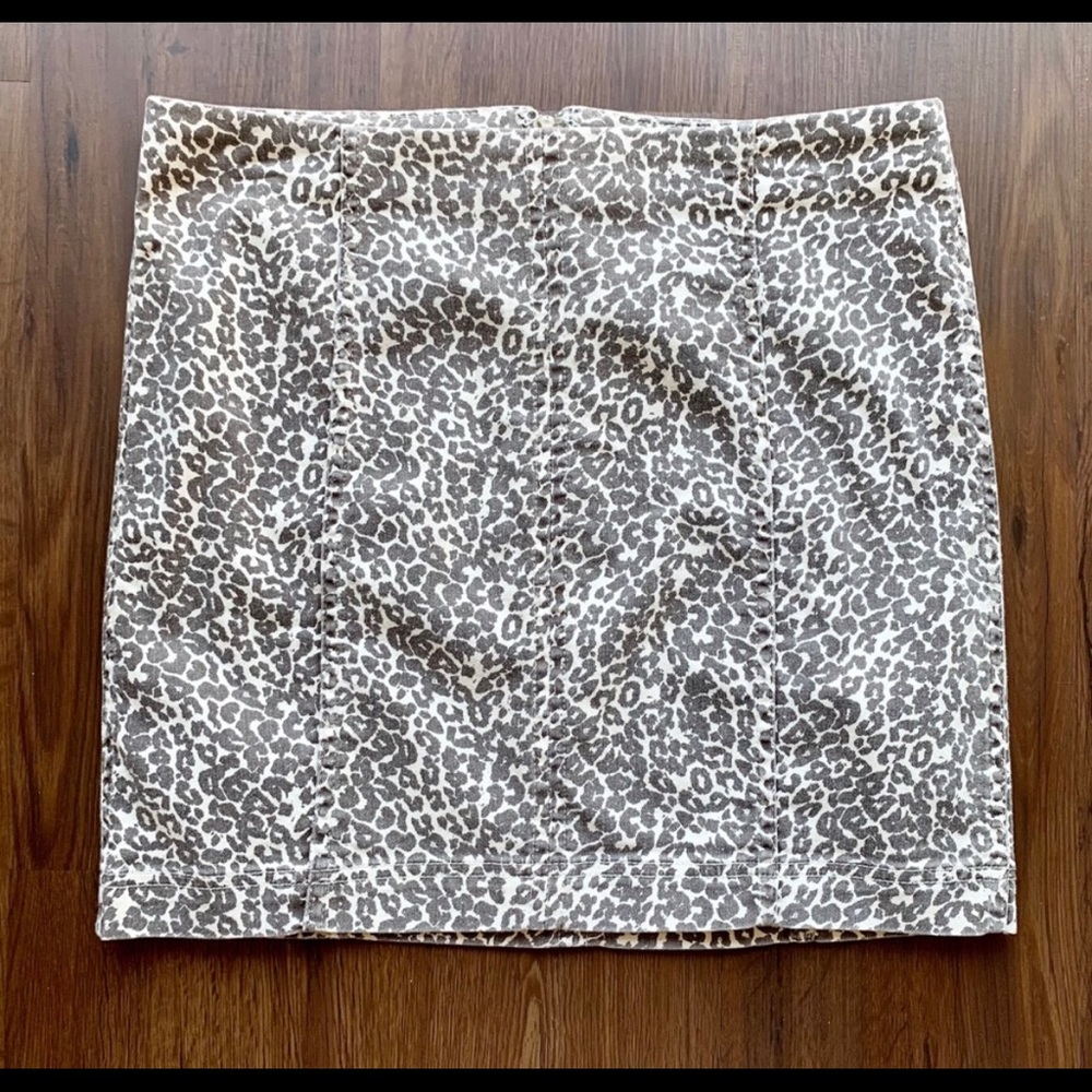 Free People Cheetah Leopard Skirt Denim Mini 10
